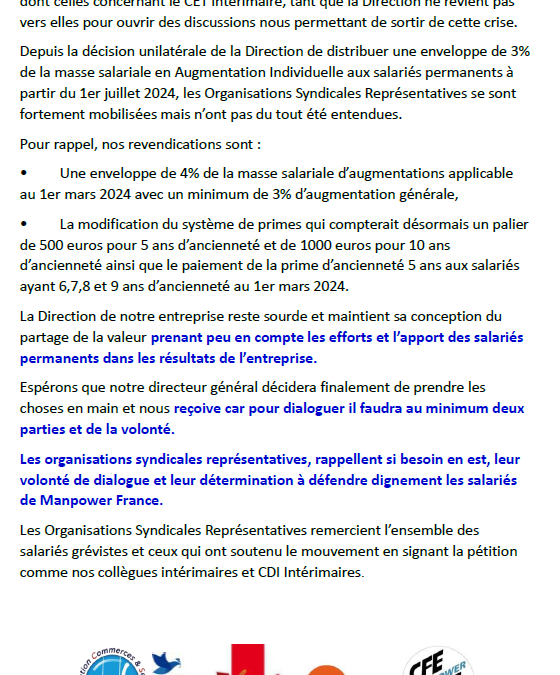 Déclaration de l’intersyndicale du 08 mars suite au mouvement de grève