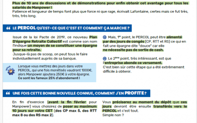 Accord PERCOL: plan d’épargne collectif enfin signé chez Manpower