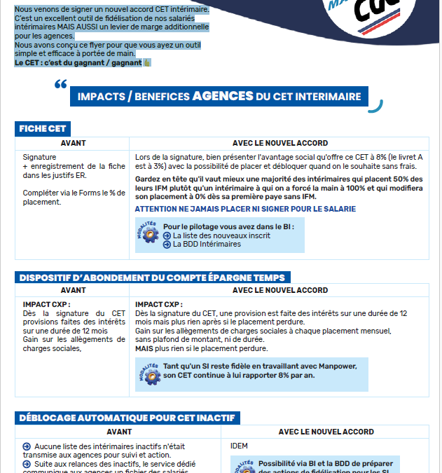 Nouveautés accord CET