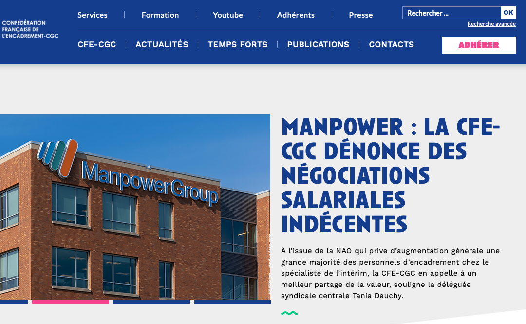 Manpower : la cfe-cgc dénonce des négociations salariales indécentes